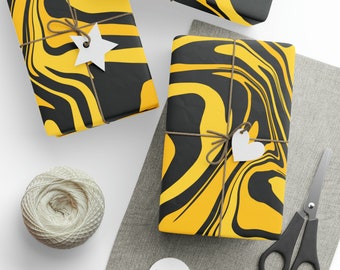 Black and yellow marble designed wrapping papers