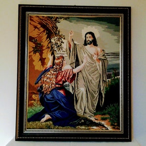 Wiehler Gobelin Matin de Pâques 25.6 » x34.6 » 54 Couleurs, Pointe d’aiguille vintage, Art de l’aiguille, Code mural, Image religieuse, Point d’aiguille, Décoration murale