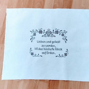 Wall cloth, wall hanging, saying picture, blue - to love and to be loved