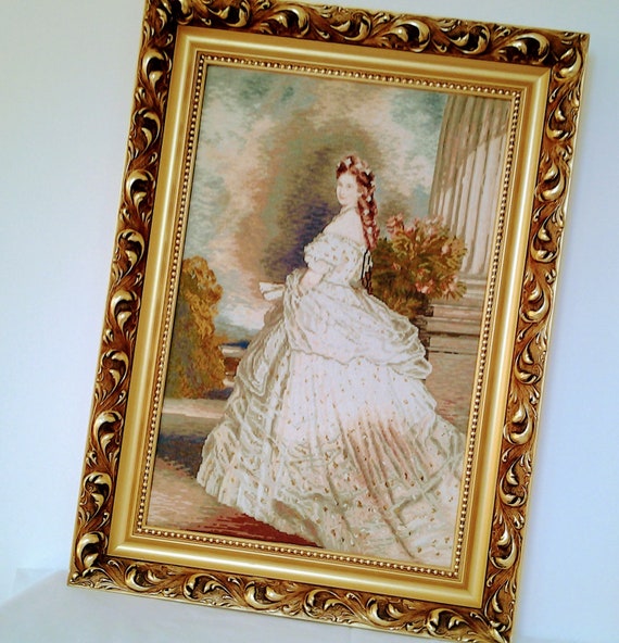 Origineel Wiehler wandtapijt Sissi keizerin Elisabeth van Oostenrijk in een kanten jurk 41 x 66 cm 16 x 26 naaldkant vintage borduurfoto Sissi Etsy Nederland