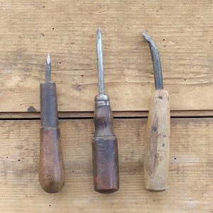 Vintage Set of 3 Tools with Wooden Handle
