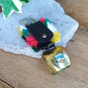 Vintage Metal Cowbell Keychain from Austria