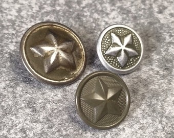 boutons d'uniformes militaires vintage, lot de 3 boutons étoiles de l'armée yougoslave