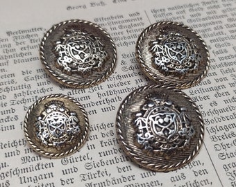 Vintage bronze crest buttons, set of 4