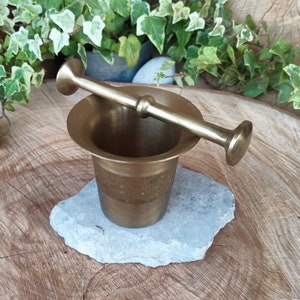 Vintage solid brass mortar and pestle