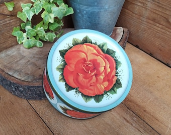 Vintage Mackintosh&#39;s round tin with roses, Rustic decor