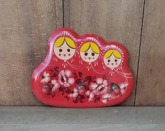 Vintage Matryoshka Small Wall Hanger, Girls Room Decor, USSR 80s