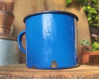 Vintage blue enamel pot Emo Celje made in Yugoslavia