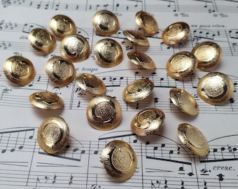 Vintage C metal buttons in gold tone, set of 23