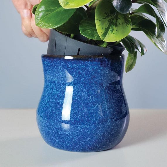 Keramik Pflanztopf mit Gummieinlage | Handgemachter glasierter bertopf |  Blau gesprenkelt | Pflanze Mama Geschenk | Zimmerpflanze | Schmucktopf fr  Violett - Etsy.de