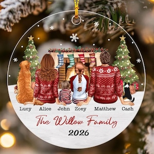 Personalized Family With Dogs Ornament 2026,  Custom Christmas Pet Keepsake