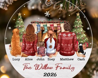 Personalized Family With Dogs Ornament 2026,  Custom Christmas Pet Keepsake