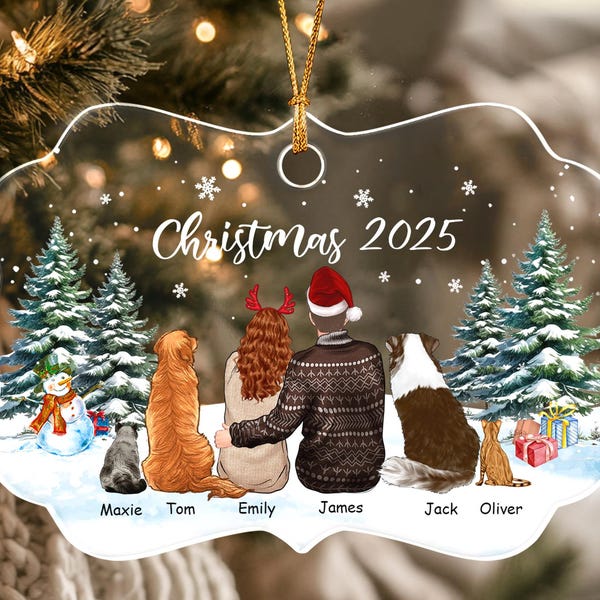 Personalized Couple With Dogs Ornament 2025, Our First Christmas Gift, Family Pets Ornament