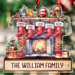 Personalized Family Stocking Ornament, Family Socks Ornament, Family Christmas Gift, Christmas Decor, Custom Name Ornament