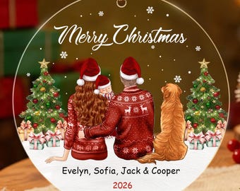 Personalized Family With Pets Ornament 2026, Custom Names Dog Cat Christmas Keepsake