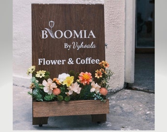 Wedding Welcom Sign Flower Box | Welcome To Our Wedding Sign | Flower Shop Sign | Sidewalk Sandwich Sign | Custom Aframe Sign