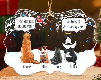 Custom Dog Christmas Memorial Ornament, They Still Talk About You Ornament, Pet Loss Keepsake