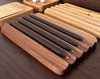 Walnut Pen Tray | Teacher Appreciation Gifts | Wooden Pen Tray For Desk | Pen Holder For Desk Unique | Desk Drawer Organizer