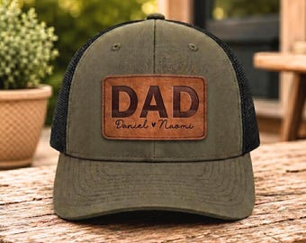 Custom Dad Hat With Kids Names, Fathers Day Hats Gifts, Gift For Dad From Son Daughter Children