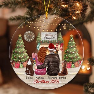 Personalized Couple With Pets Ornament 2025, Custom Family Couple With Dog And Cat Christmas Ornament, Custom Couple Christmas Keepsake