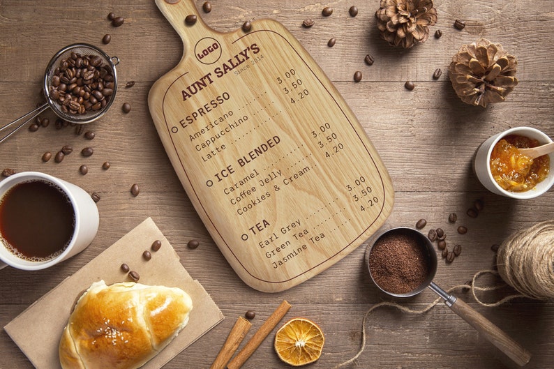 Custom Cutting Board Wood Coffee Menu Board Restaurant Menu Etsy