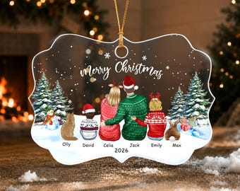 Personalized Family With Pet Ornament 2026, Family and Pets Christmas Ornament, Xmas Family Keepsake