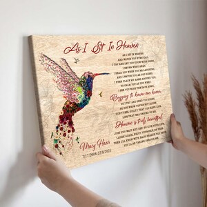 Personalized Hummingbird Memorial Canvas, Loss of Mom Remembrance Gift image 5