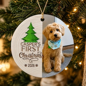 Personalized Dog's First Christmas Ornament, Photo Keepsake