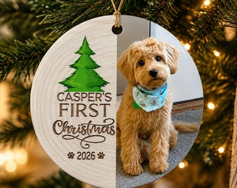 Personalized Dog's First Christmas Ornament, Photo Keepsake