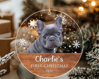 Custom Dog First Christmas Ornament 2026, Dog 1st Christmas Photo Ornament, Dog Lover Christmas Ornament, Dog Dad Ornament