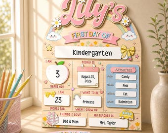 Custom First And Last Day Of School Sign, First Day of Kindergarten Sign, Dry Erase Reusable Board, Back To School Boards