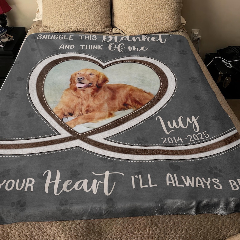 Personalized Dog Memorial Photo Blanket, Pet Memorial Blanket, Pet Photo Memorial Blanket, Dog Memorial Blanket, Pet Loss Photo Blanket afbeelding 5