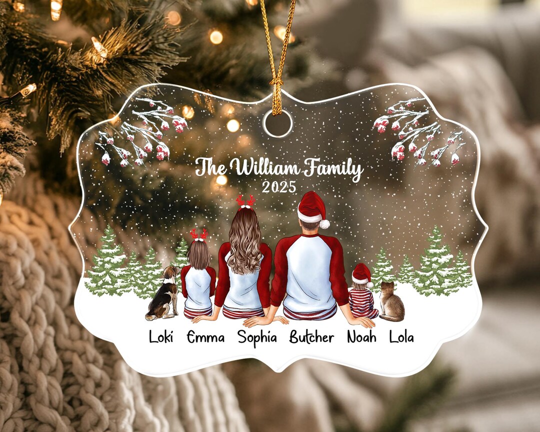 Personalized Family With Dog Ornament 2025, Family With Pet Christmas ...