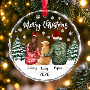 Personalized Couple With Dog Ornament 2026, Dog Ornament, Couple With Pet Ornament, Couple Christmas Ornament, Dog Lover Gift