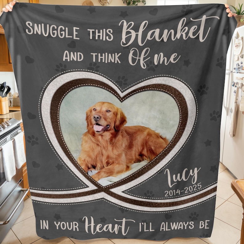 Personalized Dog Memorial Photo Blanket, Pet Memorial Blanket, Pet Photo Memorial Blanket, Dog Memorial Blanket, Pet Loss Photo Blanket afbeelding 4