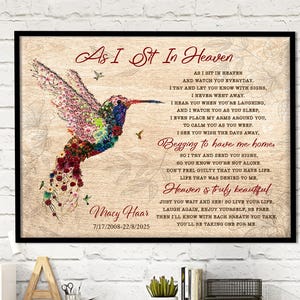 Personalized Hummingbird Memorial Canvas, Loss of Mom Remembrance Gift image 3