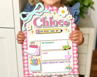 Custom First Day of School Signs, Preschool First Day Sign, Back To School Sign, 1st Day of Kindergarten Sign