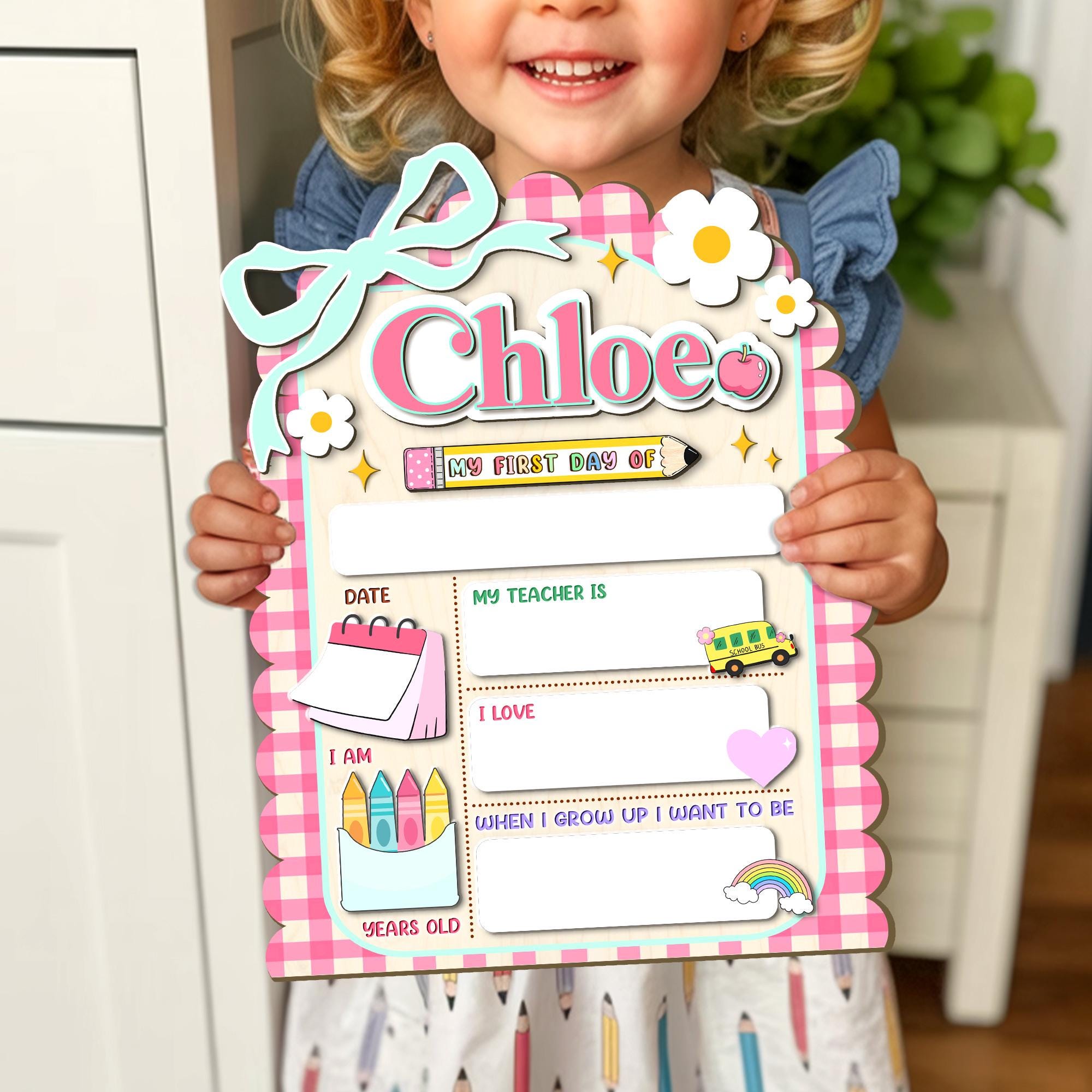 Custom First And Last Day School Sign, Kindergarten 1st Day of School Sign, First Day of Kindergarten Sign, Personalized Back To School Sign