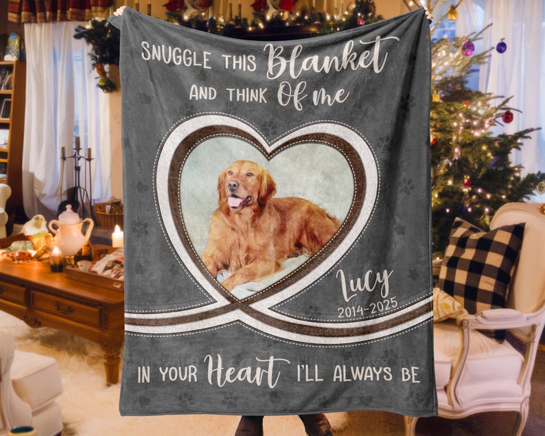 Personalized Dog Memorial Photo Blanket, Pet Memorial Blanket, Pet Photo Memorial Blanket, Dog Memorial Blanket, Pet Loss Photo Blanket afbeelding 3