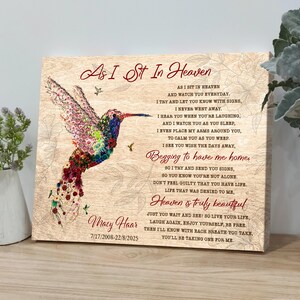 Personalized Hummingbird Memorial Canvas, Loss of Mom Remembrance Gift image 6