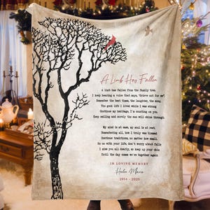 Personalized Memorial Blanket, Cardinal, Loss of Mom Gift