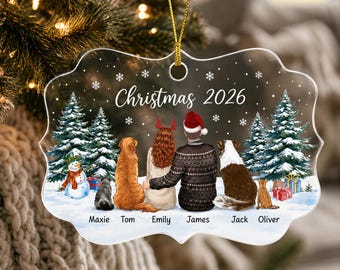 Personalized Couple With Dogs Ornament 2026, Our First Christmas Gift, Family Pets Ornament