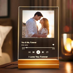 Custom Photo With Song Night Light, Personalized Music Night Light Photo Frame, Music Photo Name Night Light, Custom Photo Music Plaque