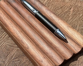 Portapenne in legno di noce, organizer da scrivania, regalo per fidanzato