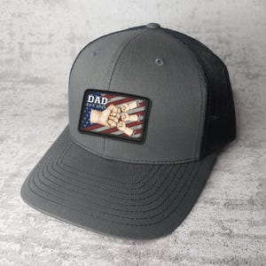 Custom Dad Hat, Dad Fist Bump Hat, Dad American Flag Hat, Dad Trucker Hat, Father&#39;s Day Hat, Custom Fist Bump With Kids Name Hat For Dad