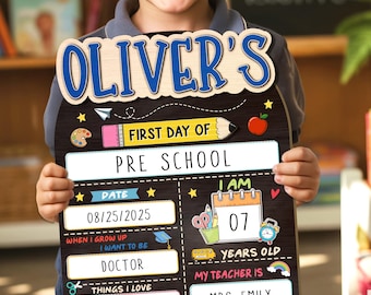 Custom First Day Of School Sign, Personalized Back To School Sign, First Day of School Sign Acrylic,Kindergarten 1st Day of School Sign