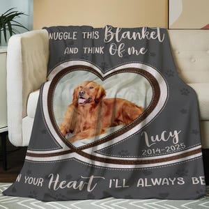 Personalized Dog Memorial Photo Blanket, Pet Memorial Blanket, Pet Photo Memorial Blanket, Dog Memorial Blanket, Pet Loss Photo Blanket afbeelding 2