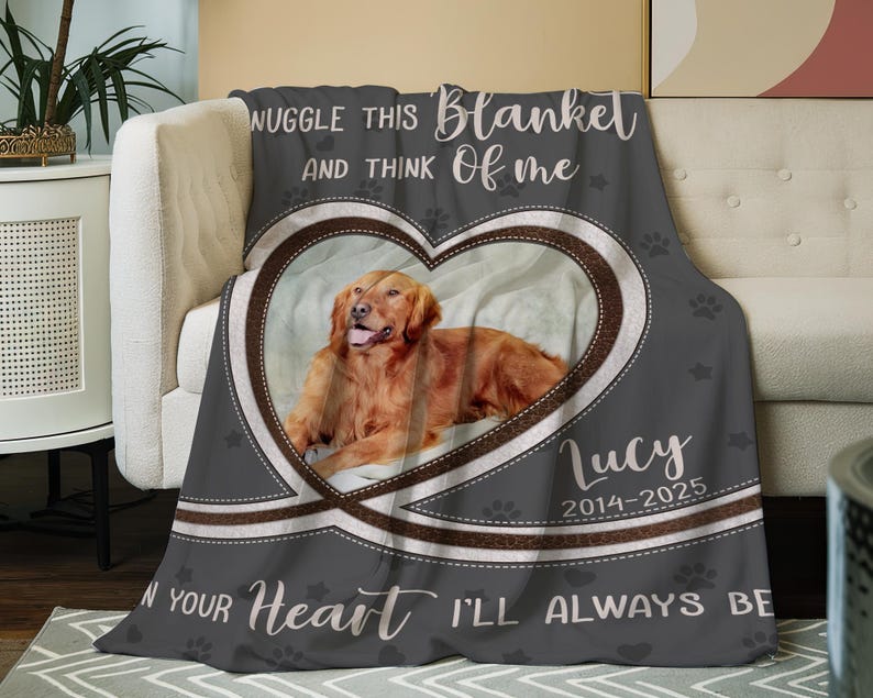 Personalized Dog Memorial Photo Blanket, Pet Memorial Blanket, Pet Photo Memorial Blanket, Dog Memorial Blanket, Pet Loss Photo Blanket afbeelding 2