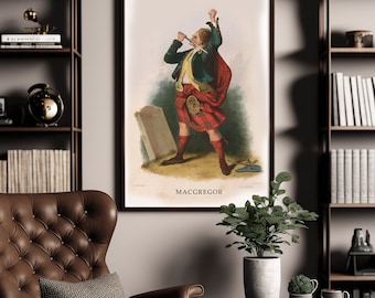Clan MacGregor Poster, Scottish Family Genealogy, R. R. McIan Illustration Reproduction, The Clans Of The Scottish Highlands
