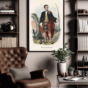 Clan MacKinnon Poster, Schottische Familiengenealogie, R. R. McIan Illustration Reproduktion, Die Clans Der Schottischen Highlands
